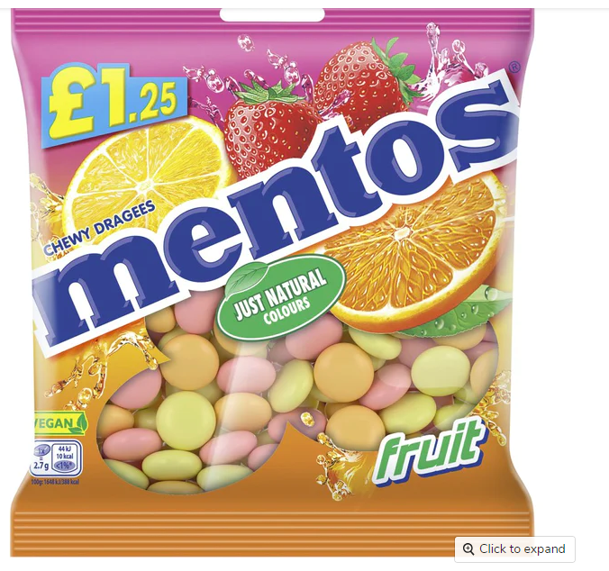 MENTOS FRUIT BAGS (12x135g)